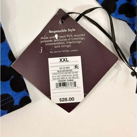 Ava & Viv Vibrant Blue& Black Polka Dot Knot Front Sweetheart Blouse Plus Size - Picture 8 of 10